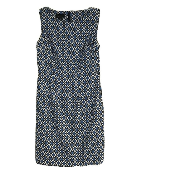 AB Studio Blue Geometric Print Sleeveless Sheath Dress Size 8 - Picture 4 of 9
